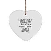 English Bulldog Gifts, Heart Ornament with Funny Quote for Friends and Family - 'I Just Want To Drink Coffee And Hang Out With My English Bulldog' - Christmas Unique Gifts from Men to Women - Image 1